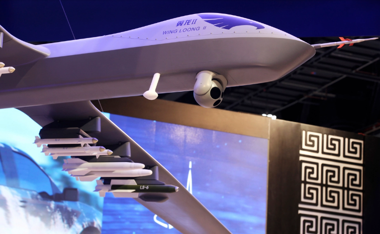 A model of the Wing Loong II weaponized drone for the China National Aero-Technology Import & Export Corp