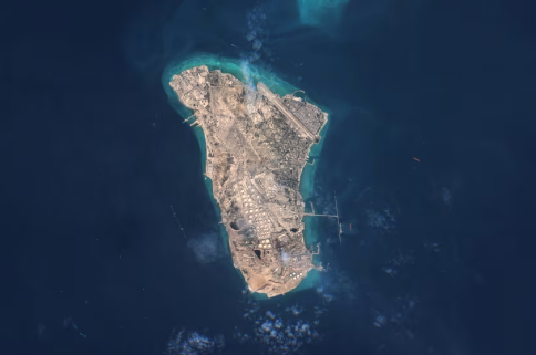 Satellite view of Kharg Island, located in the Persian Gulf off the coast of Iran
