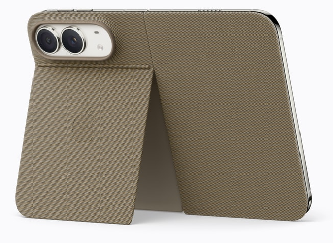 Available in taupe and navy blue, the iPhone Duo Folio has an integrated kickstand that folds neatly back into place when not in use.