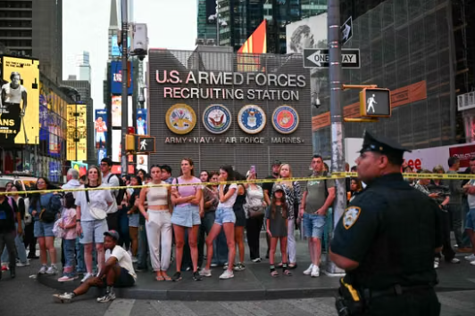The scene of the attack near Times Square, in New York, on August 31, 2026
