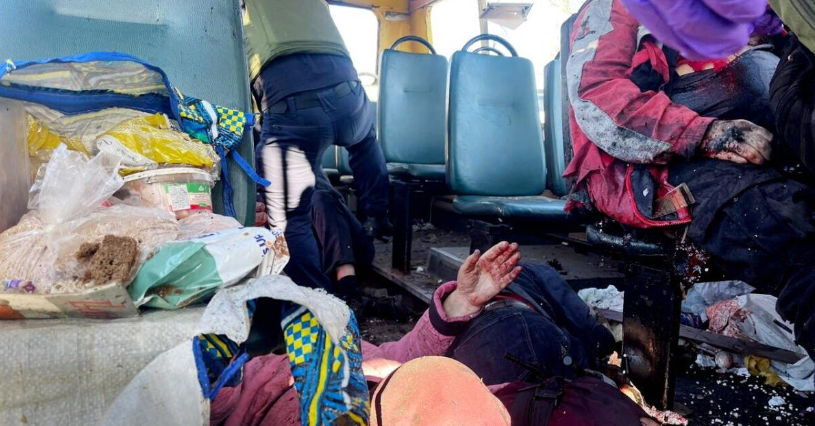 Russian Drone Strike on a Passenger Bus