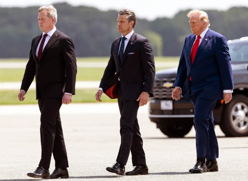 Secretary of the Army Dan Driscoll, Secretary of Defense Pete Hegseth and President Donald Trump